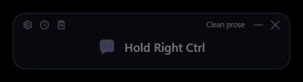 TawkType status bar at rest